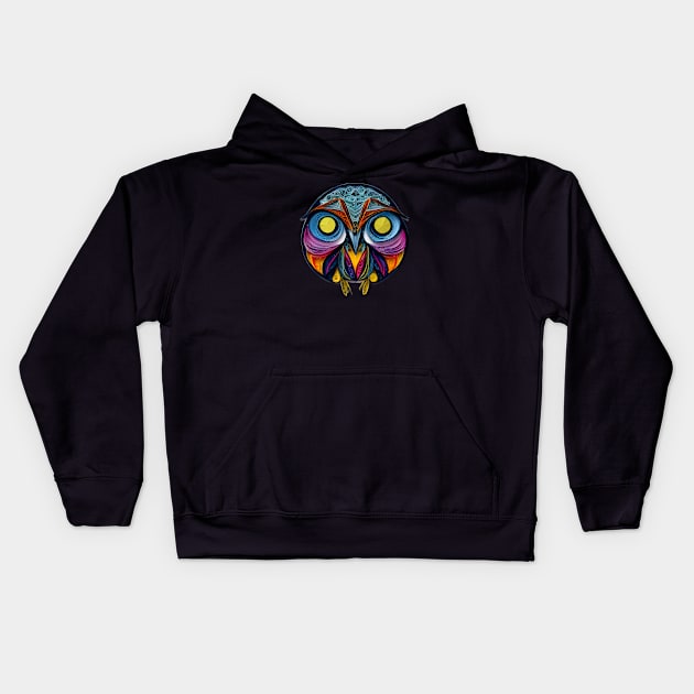 Paper Quill Owl Illustration Kids Hoodie by Artiface